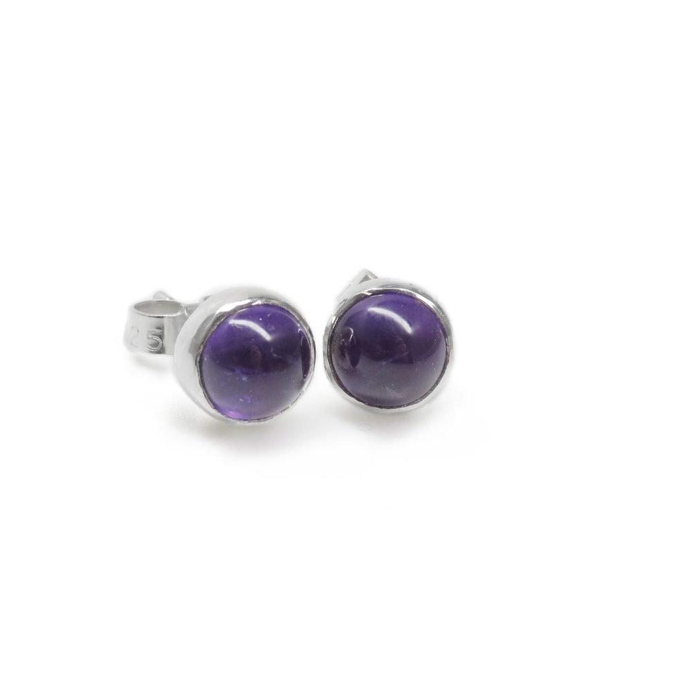 5mm and 6mm Sterling silver Amethyst earrings