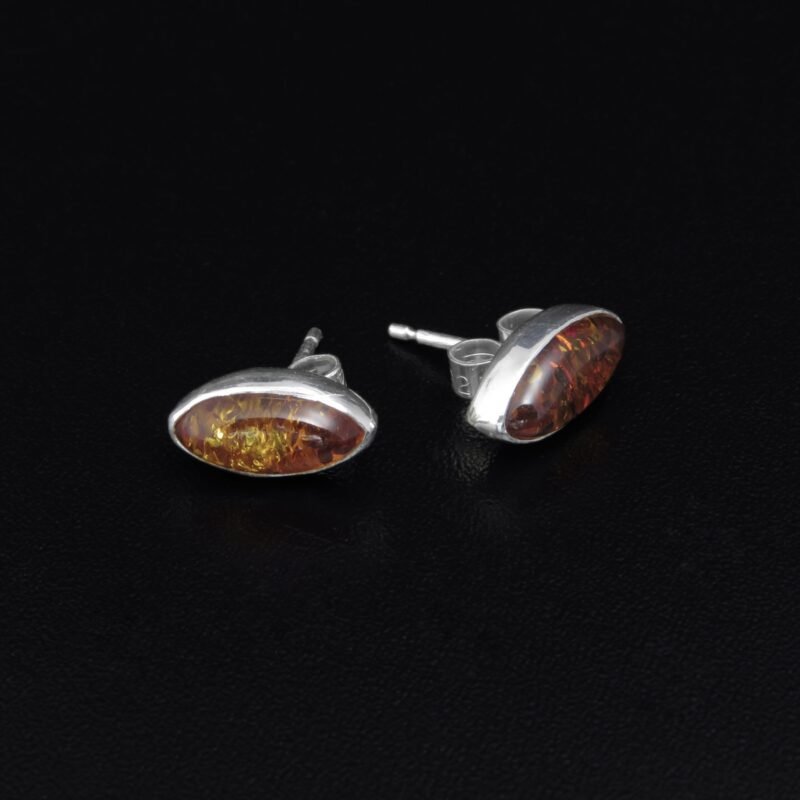 10x5mm Sterling Silver Amber Earrings