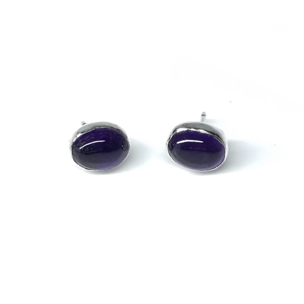 E8x6mm - sterling silver and Amethyst earrings