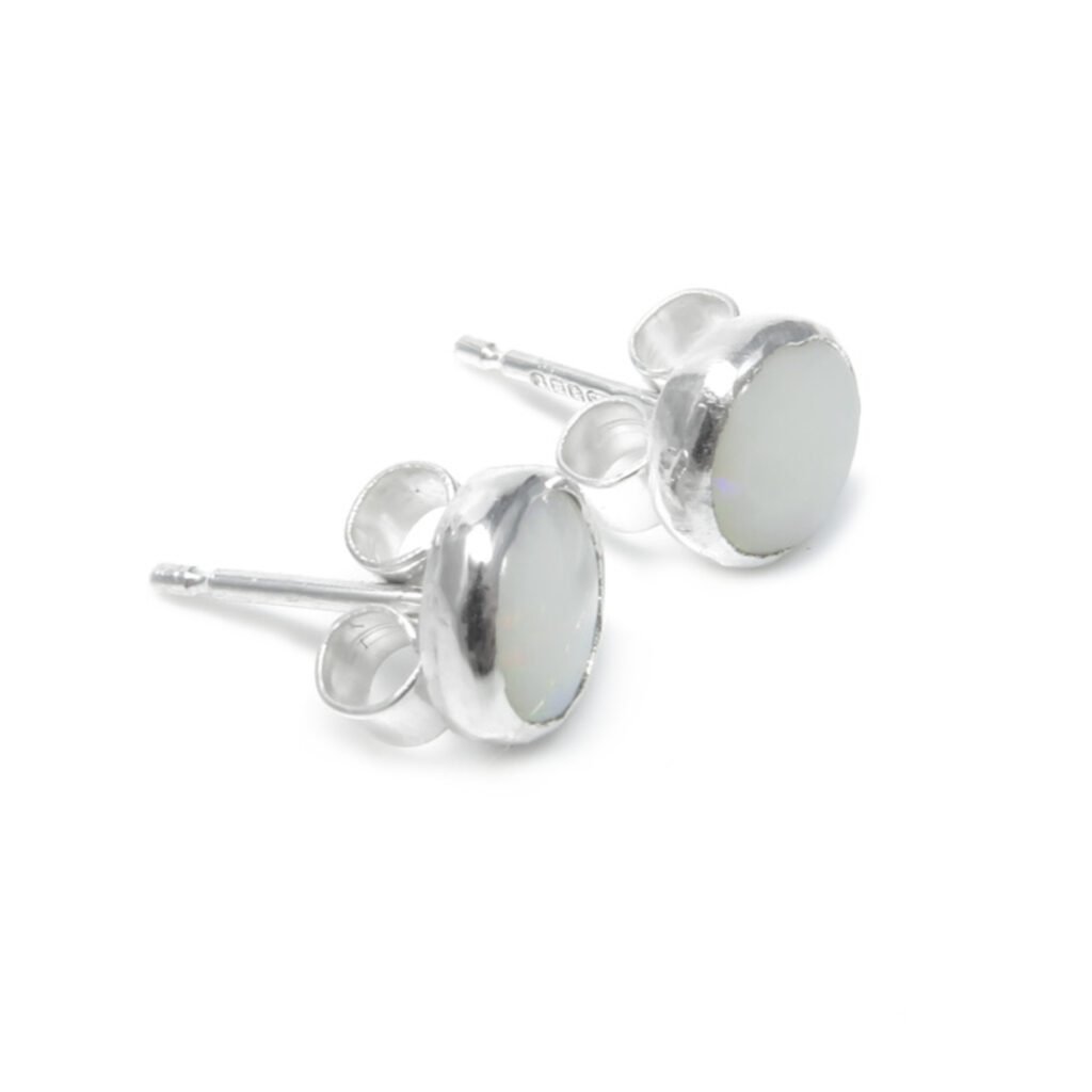 5mm and 6mm Sterling Silver Opal Earrings