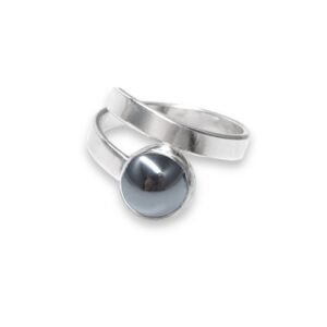 R8mm - sterling silver and 8mm Hematite ring