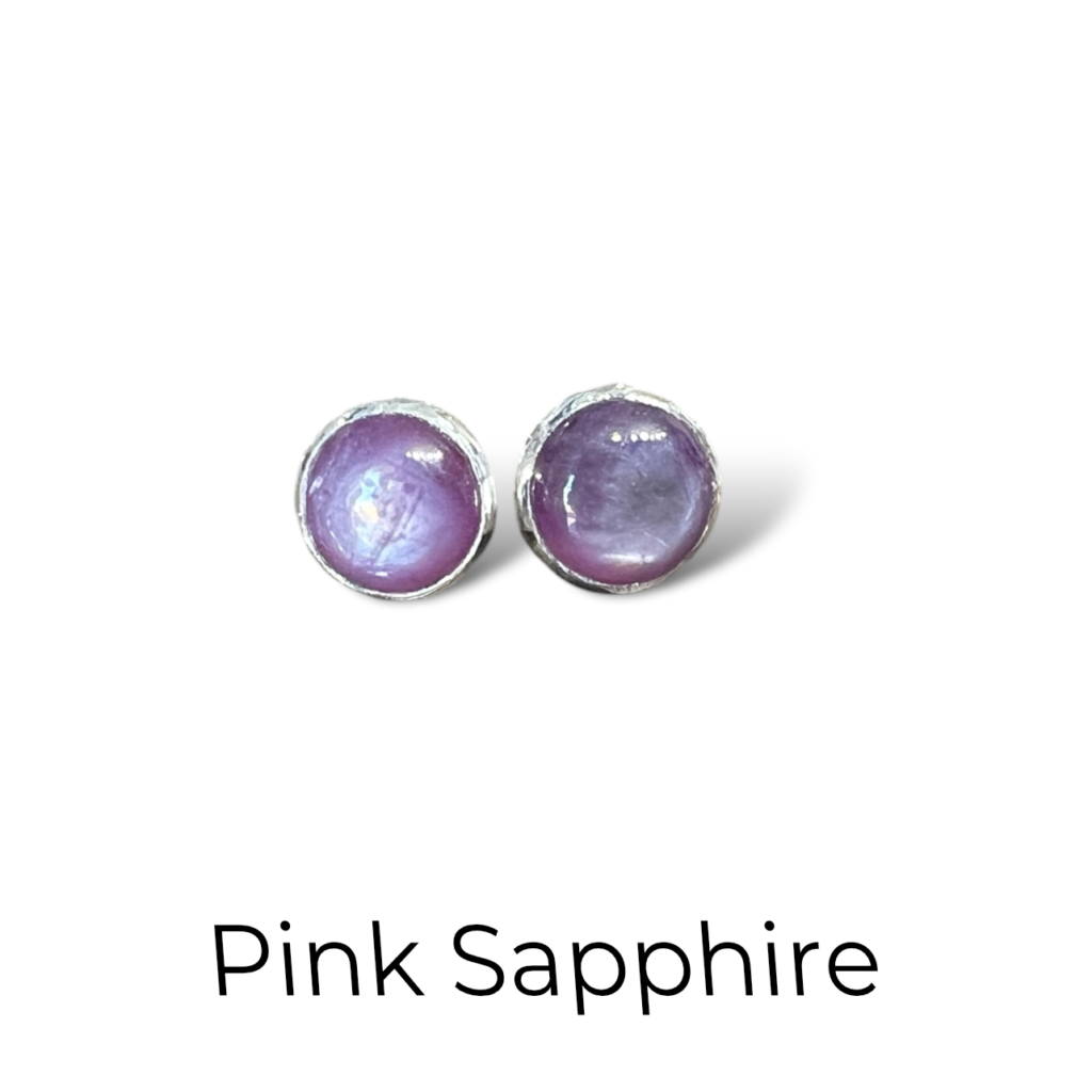 6mm Pink Sapphire and Sterling Silver Earrings