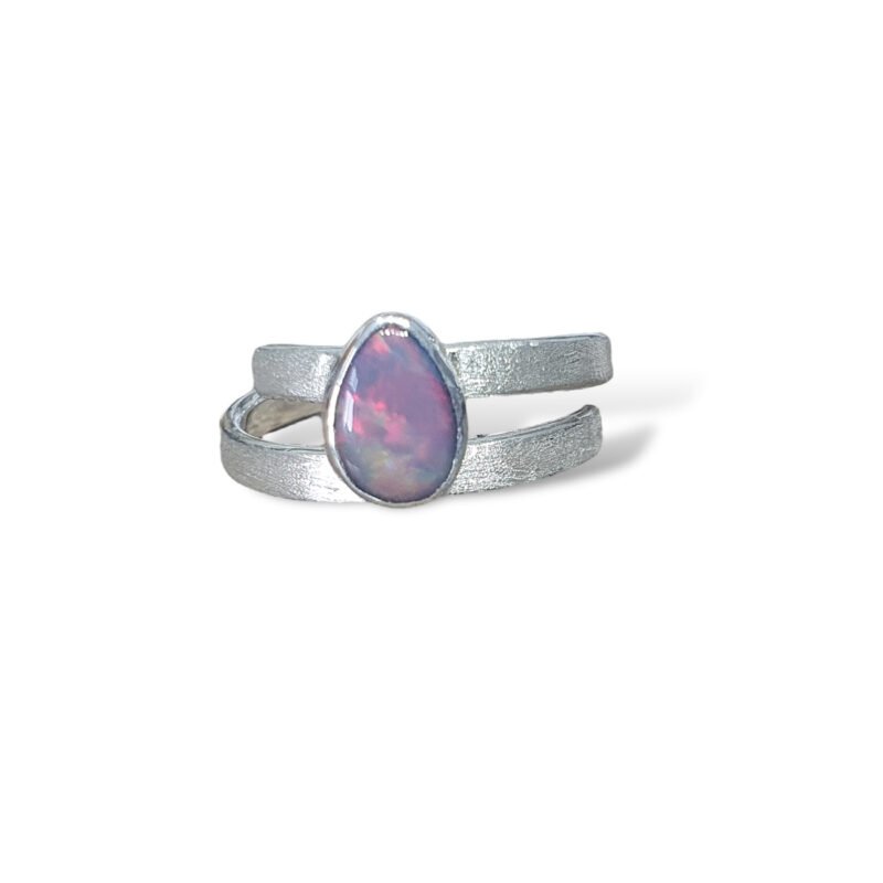 Opal Doublet and Sterling Silver Ring with stone texture